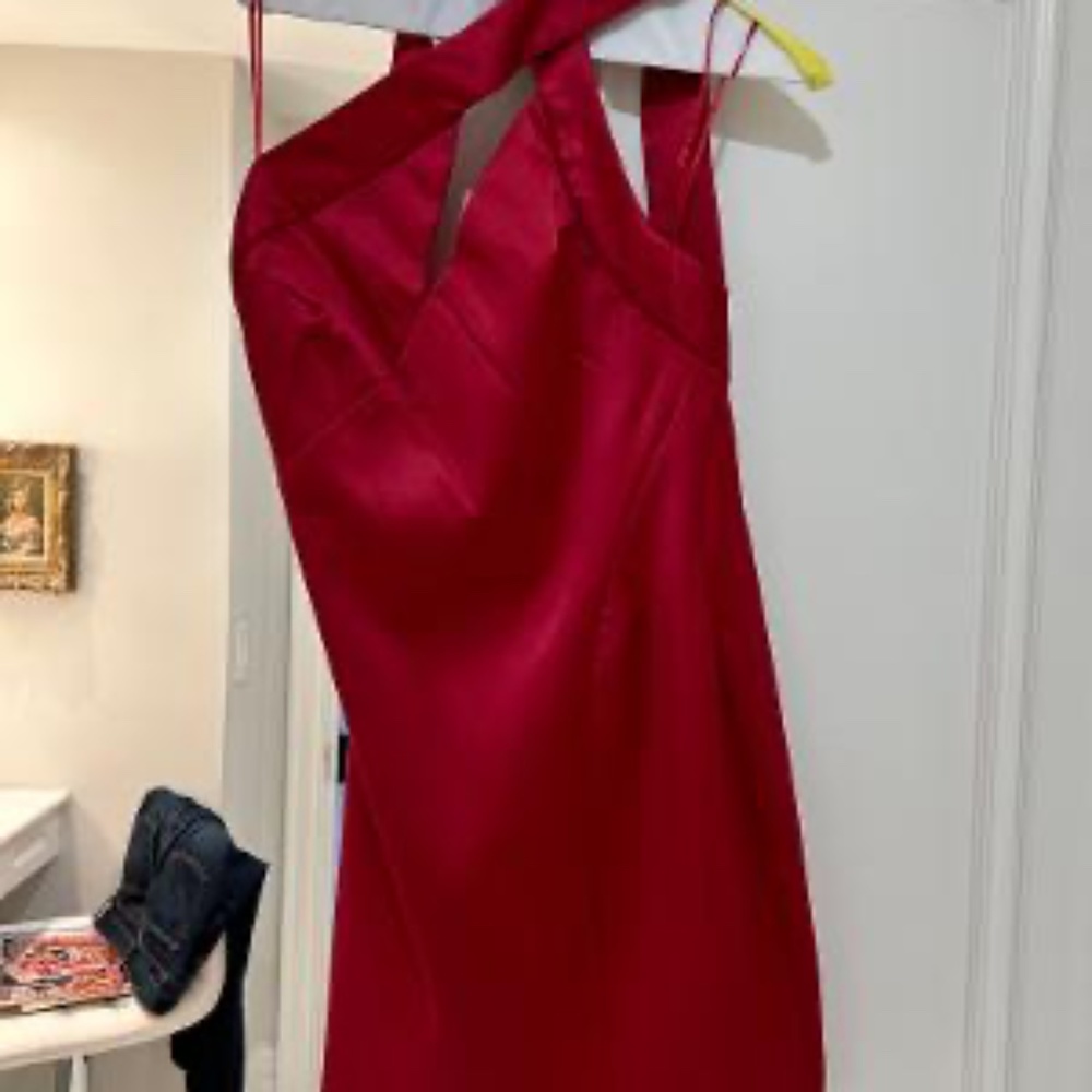 Red short satin dress